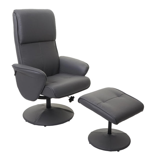 Cosmo Casa - Relaxfauteuil Helsinki - TV-fauteuil met kruk - Kunstleer - Mat grijs
