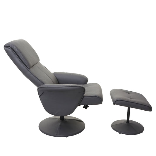 Cosmo Casa - Relaxfauteuil Helsinki - TV-fauteuil met kruk - Kunstleer - Mat grijs