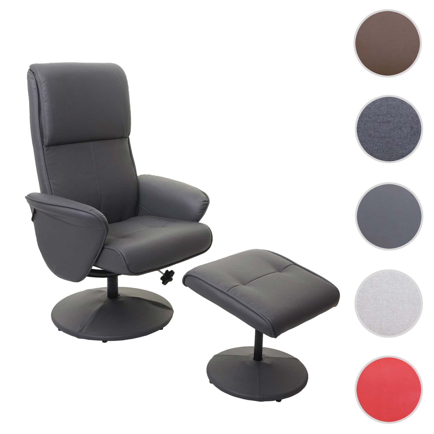 Cosmo Casa - Relaxfauteuil Helsinki - TV-fauteuil met kruk - Kunstleer - Mat grijs