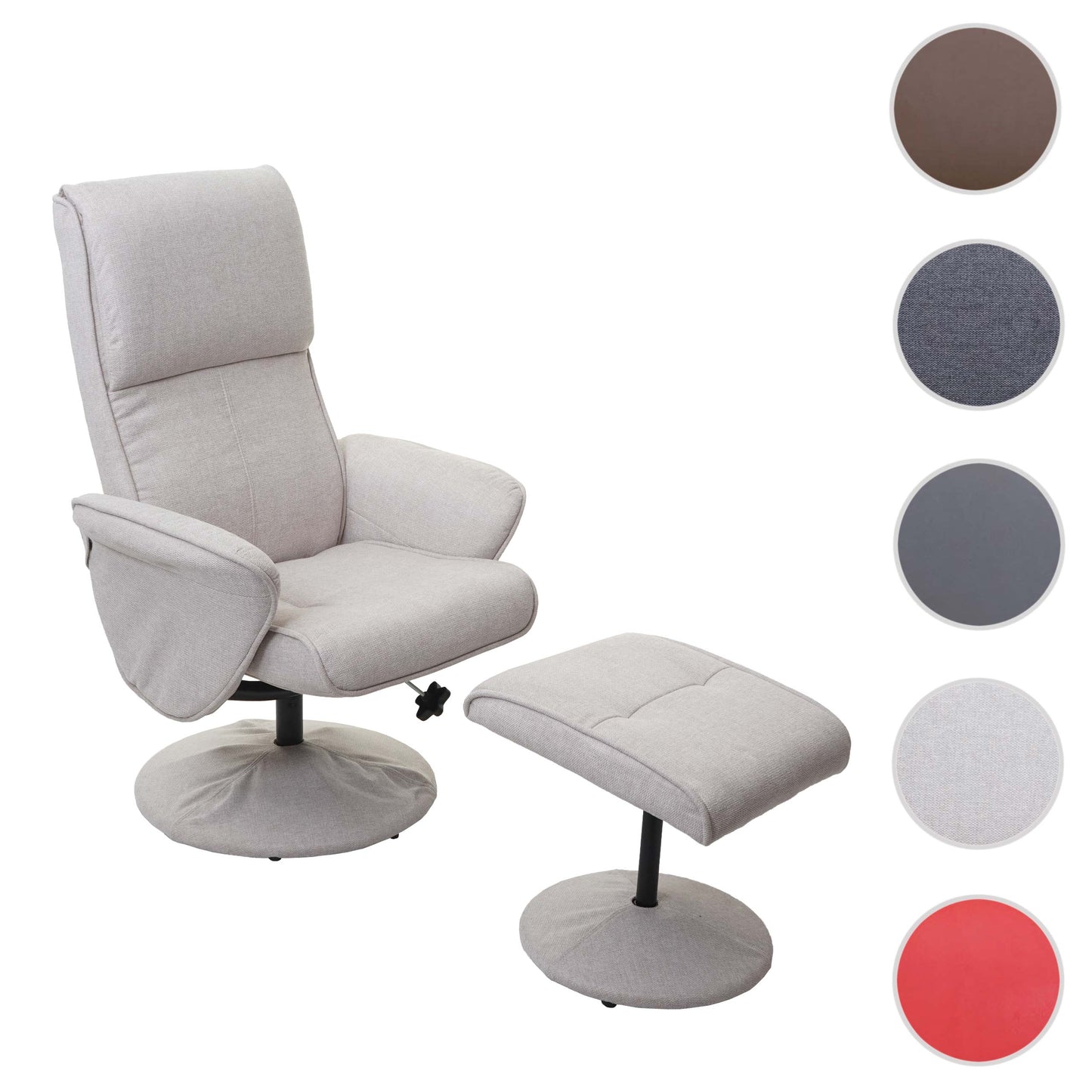 Cosmo Casa - Relaxfauteuil Helsinki - TV-fauteuil met kruk - Stof textiel - Crème-beige