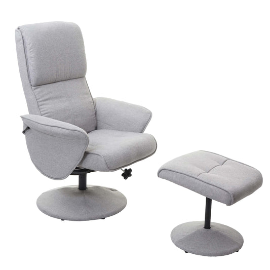 Cosmo Casa - Relaxfauteuil Helsinki - TV-fauteuil met kruk - Stof textiel - Lichtgrijs