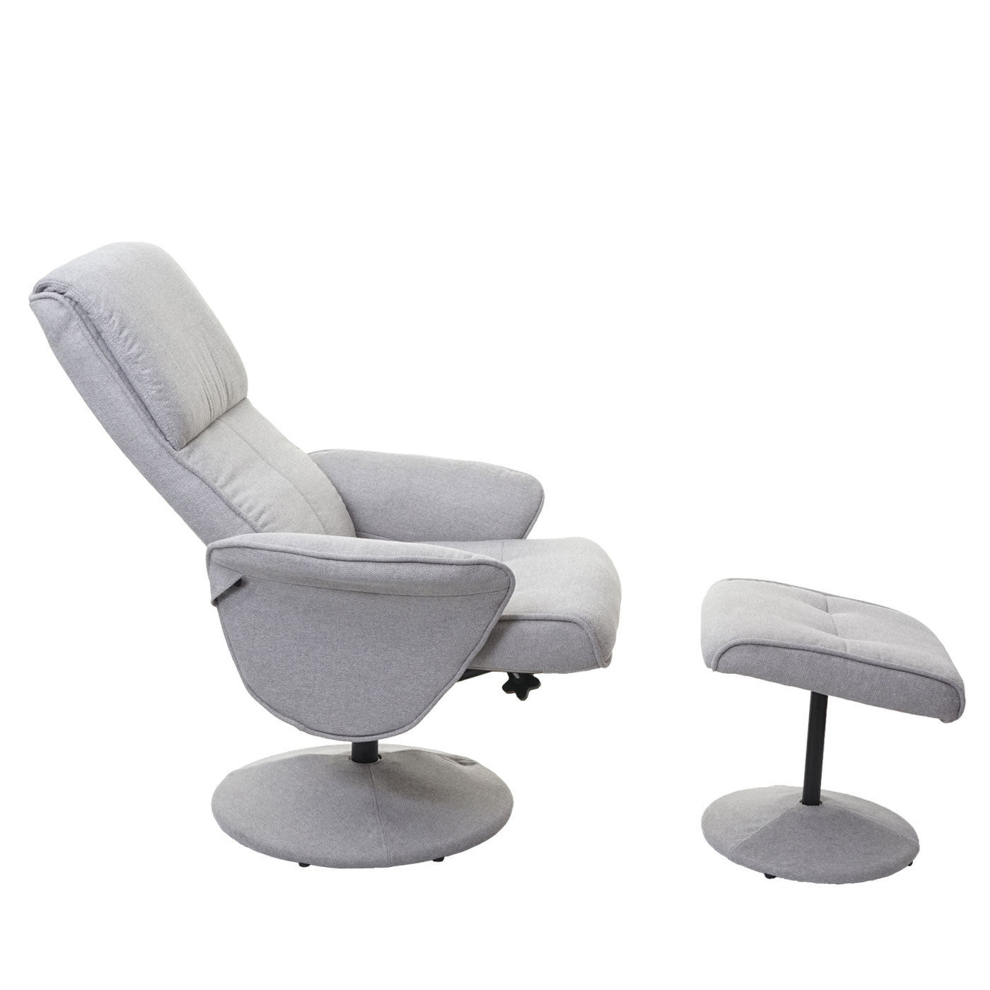 Cosmo Casa - Relaxfauteuil Helsinki - TV-fauteuil met kruk - Stof textiel - Lichtgrijs