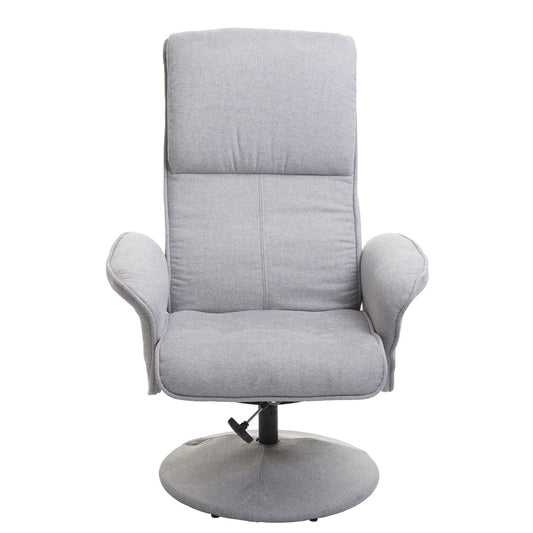 Cosmo Casa - Relaxfauteuil Helsinki - TV-fauteuil met kruk - Stof textiel - Lichtgrijs