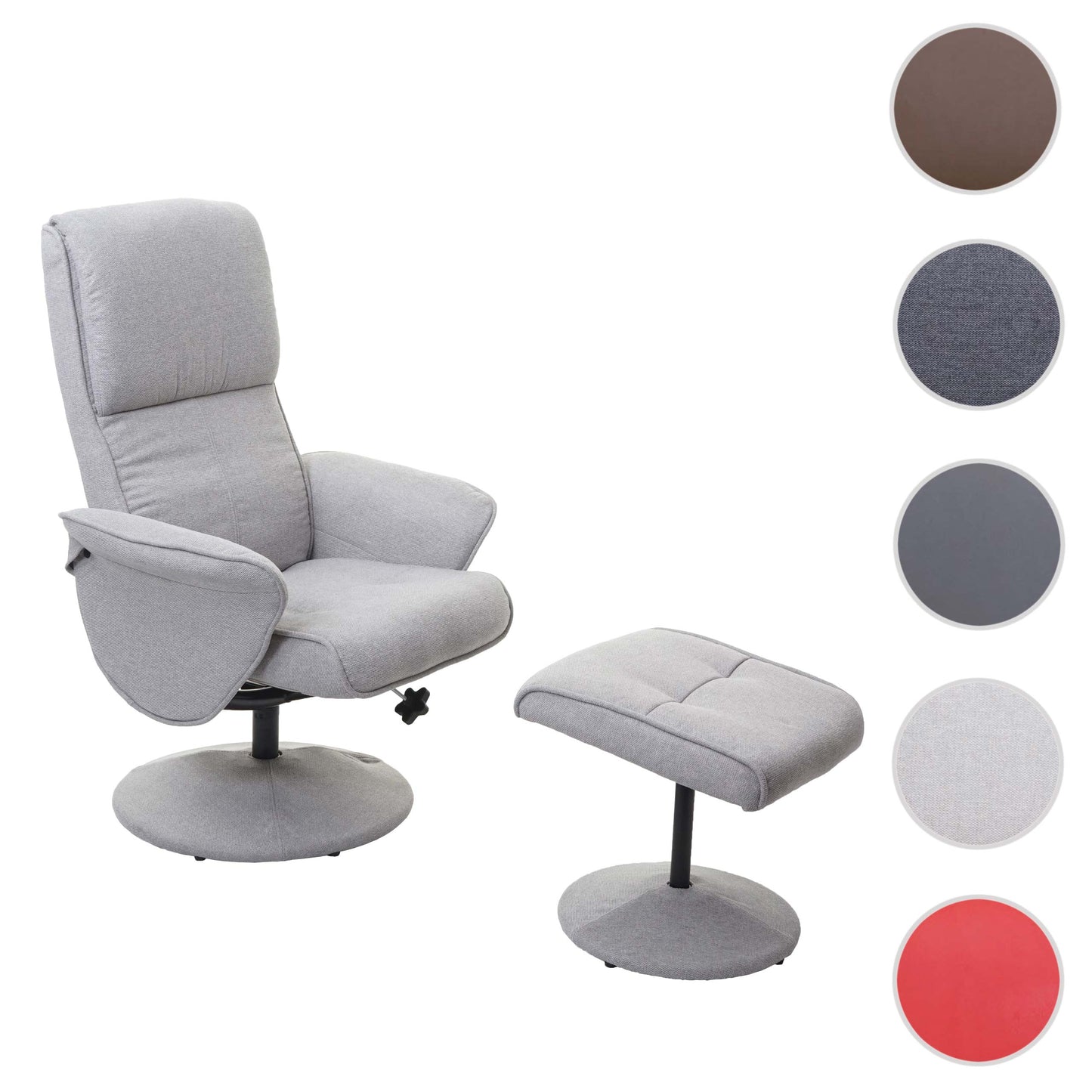 Cosmo Casa - Relaxfauteuil Helsinki - TV-fauteuil met kruk - Stof textiel - Lichtgrijs