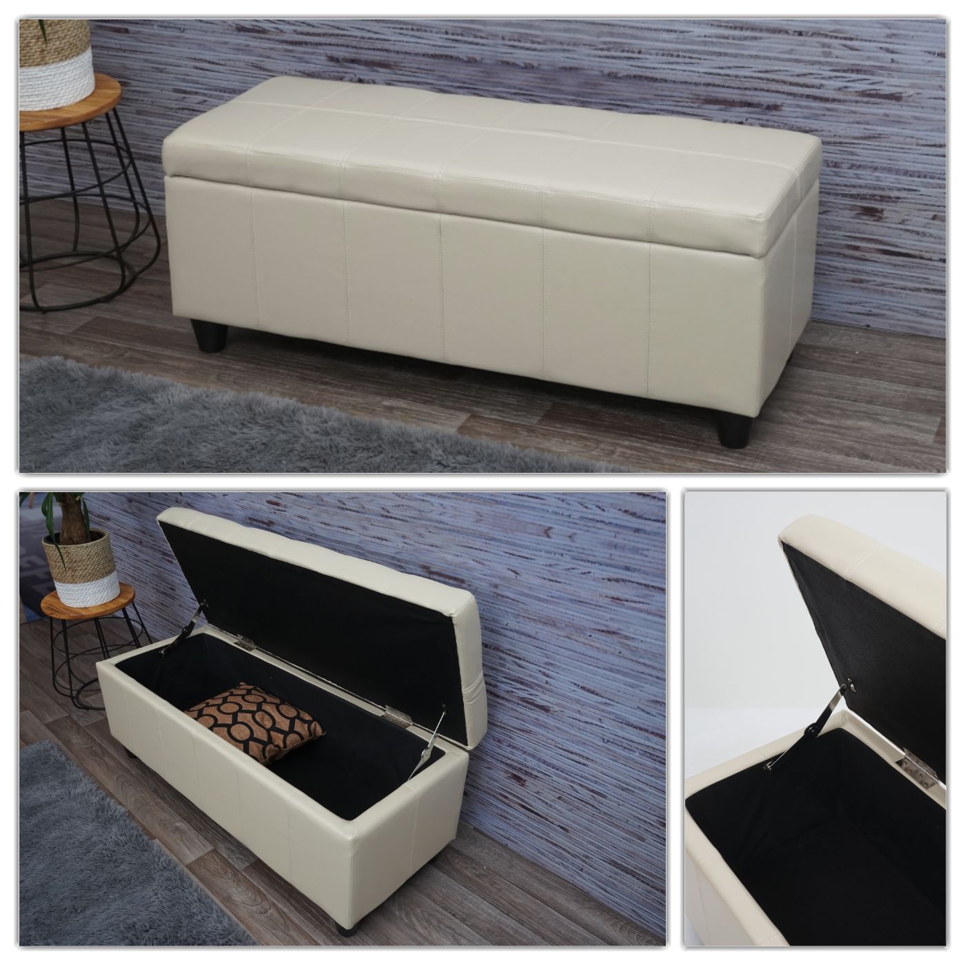 Cosmo Casa - Opbergkist Kriens - Imitatieleer - Crème