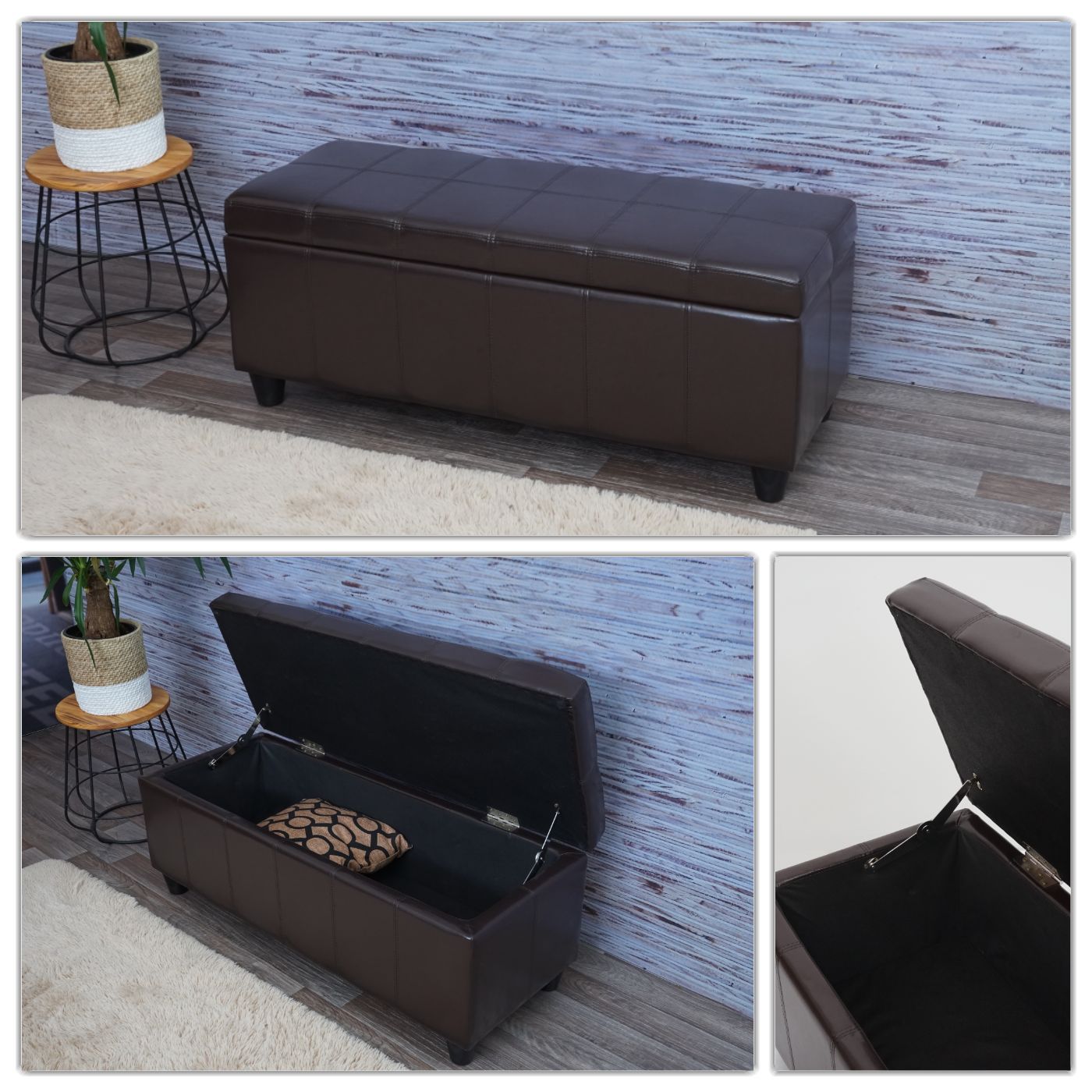 Cosmo Casa - Opbergkist Kriens - Imitatieleer - Bruin