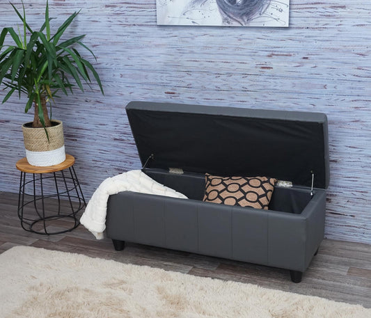 Cosmo Casa - Opbergkist Kriens - Imitatieleer - Matgrijs