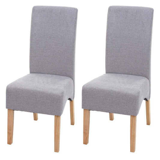 Cosmo Casa - Set van 2 Eetkamerstoelen - Keukenstoelen Latina - Stof - Lichtgrijs - Lichte Poten