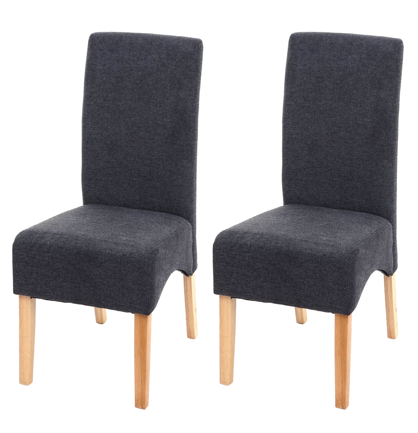 Cosmo Casa - Set van 2 Eetkamerstoelen - Keukenstoelen Latina - Stof - Donkergrijs - Lichte Poten