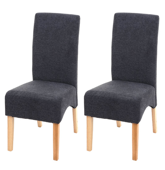 Cosmo Casa - Set van 2 Eetkamerstoelen - Keukenstoelen Latina - Stof - Donkergrijs - Lichte Poten