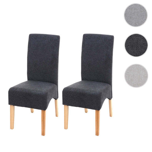 Cosmo Casa - Set van 2 Eetkamerstoelen - Keukenstoelen Latina - Stof - Donkergrijs - Lichte Poten