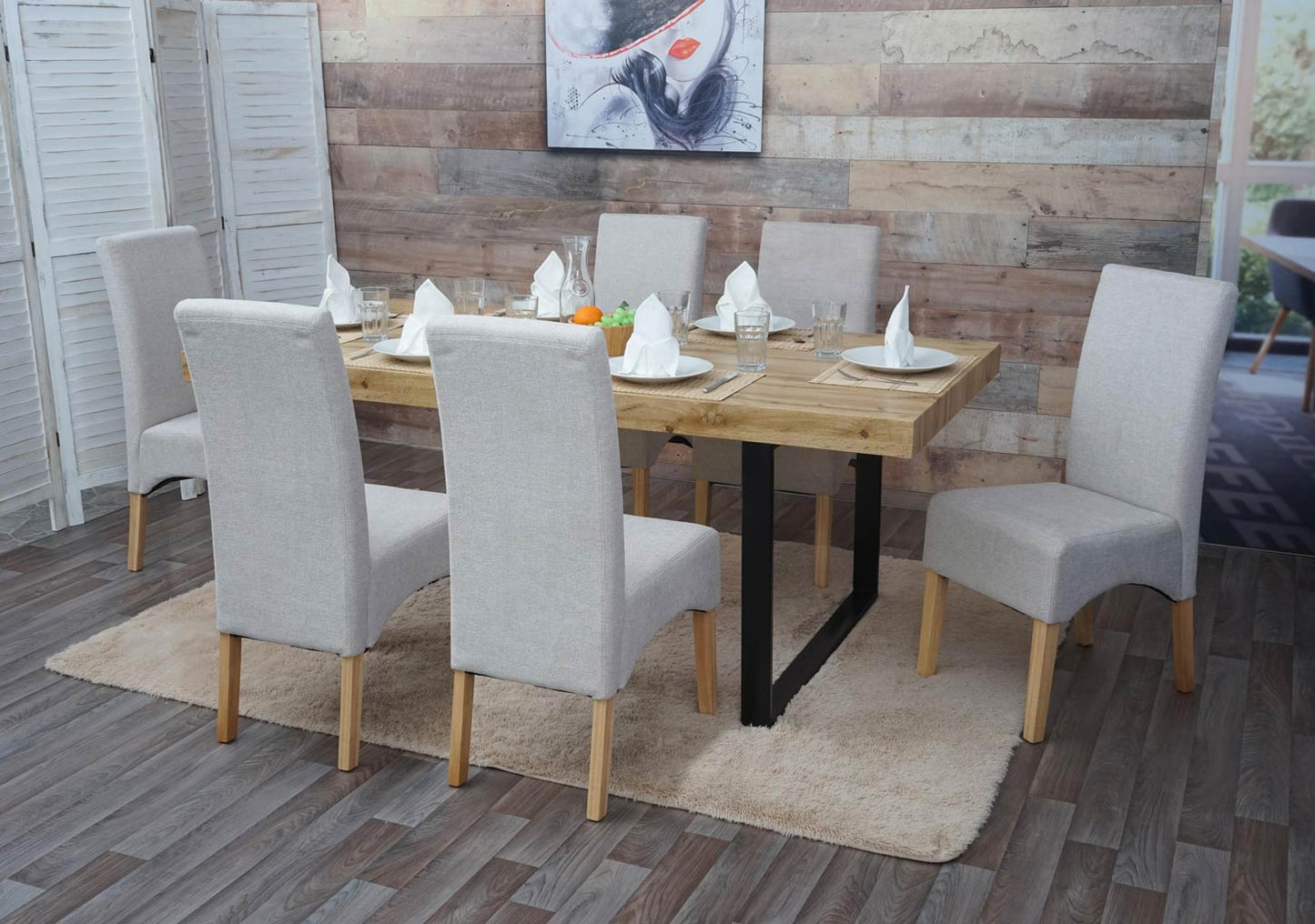 Cosmo Casa - Set van 2 Eetkamerstoelen - Keukenstoelen Latina - Stof - Crèmebeige - Lichte Poten