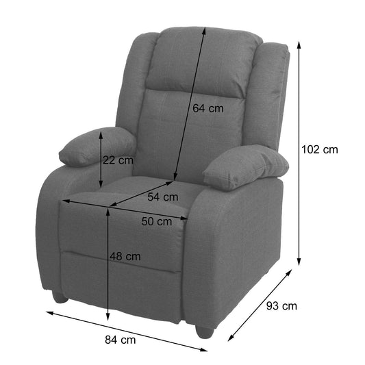 Cosmo Casa - TV-fauteuil Lincoln - Relax- en ligfauteuil - Stof textiel - Donkergrijs