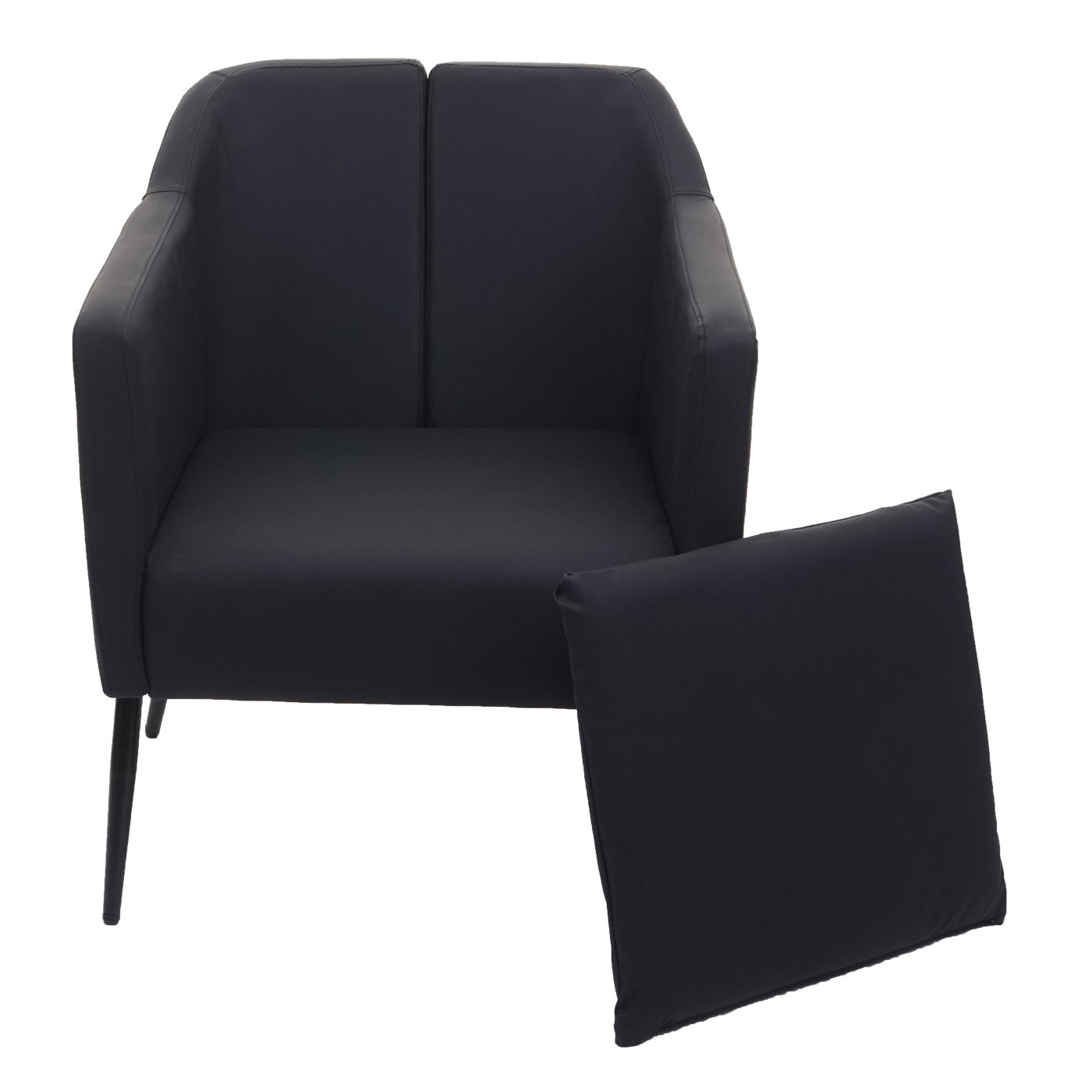 Cosmo Casa - Lounge Stoel - Cocktailfauteuil Relaxstoel - Imitatieleer - Zwart