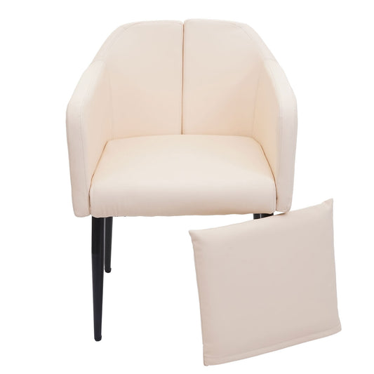 Cosmo Casa - Eetkamerstoel - Keukenstoel Fauteuil - Imitatieleer - Crèmebeige