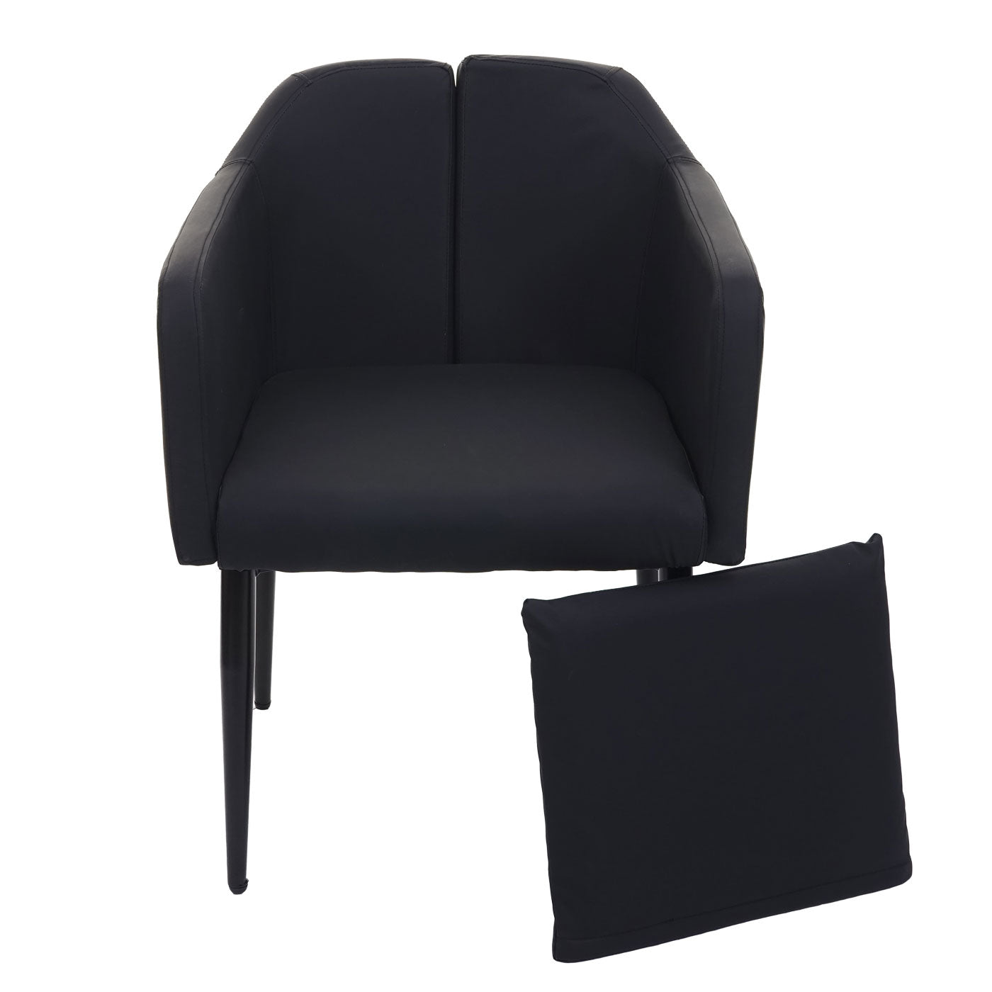 Cosmo Casa - Eetkamerstoel - Keukenstoel Fauteuil - Imitatieleer - Zwart