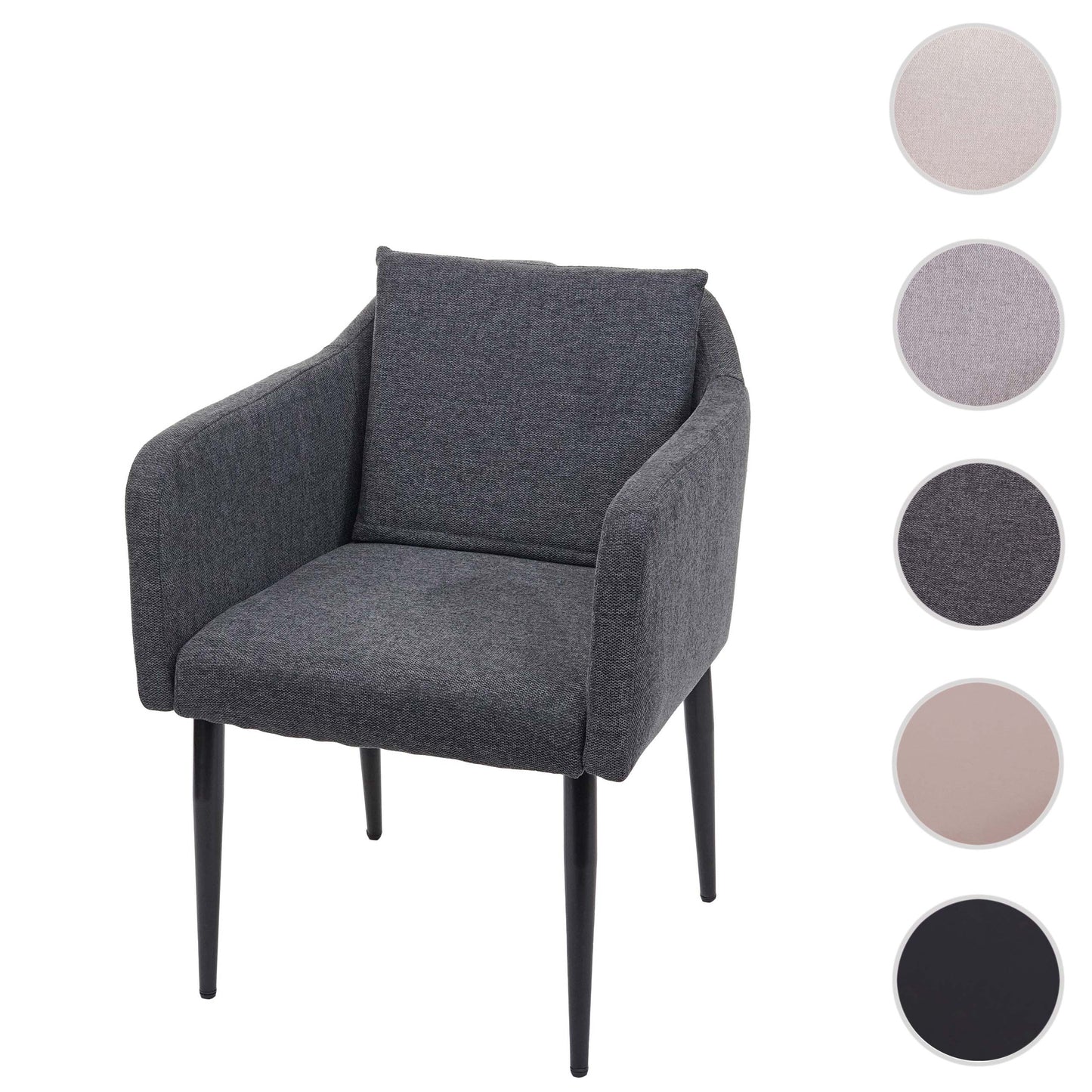 Cosmo Casa - Eetkamerstoel - Keukenstoel Fauteuil - Stoftextiel - Donkergrijs