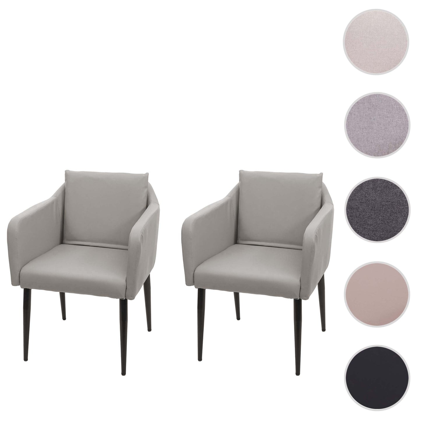 Cosmo Casa - Set van 2 Eetkamerstoelen - Keukenstoel Fauteuil - Kunstleer - Taupegrijs