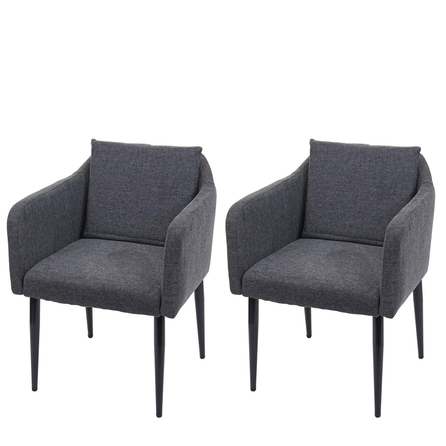 Cosmo Casa - Set van 2 Eetkamerstoelen - Keukenstoel Fauteuil - Stoftextiel - Donkergrijs