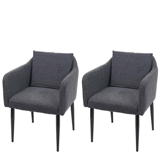 Cosmo Casa - Set van 2 Eetkamerstoelen - Keukenstoel Fauteuil - Stoftextiel - Donkergrijs