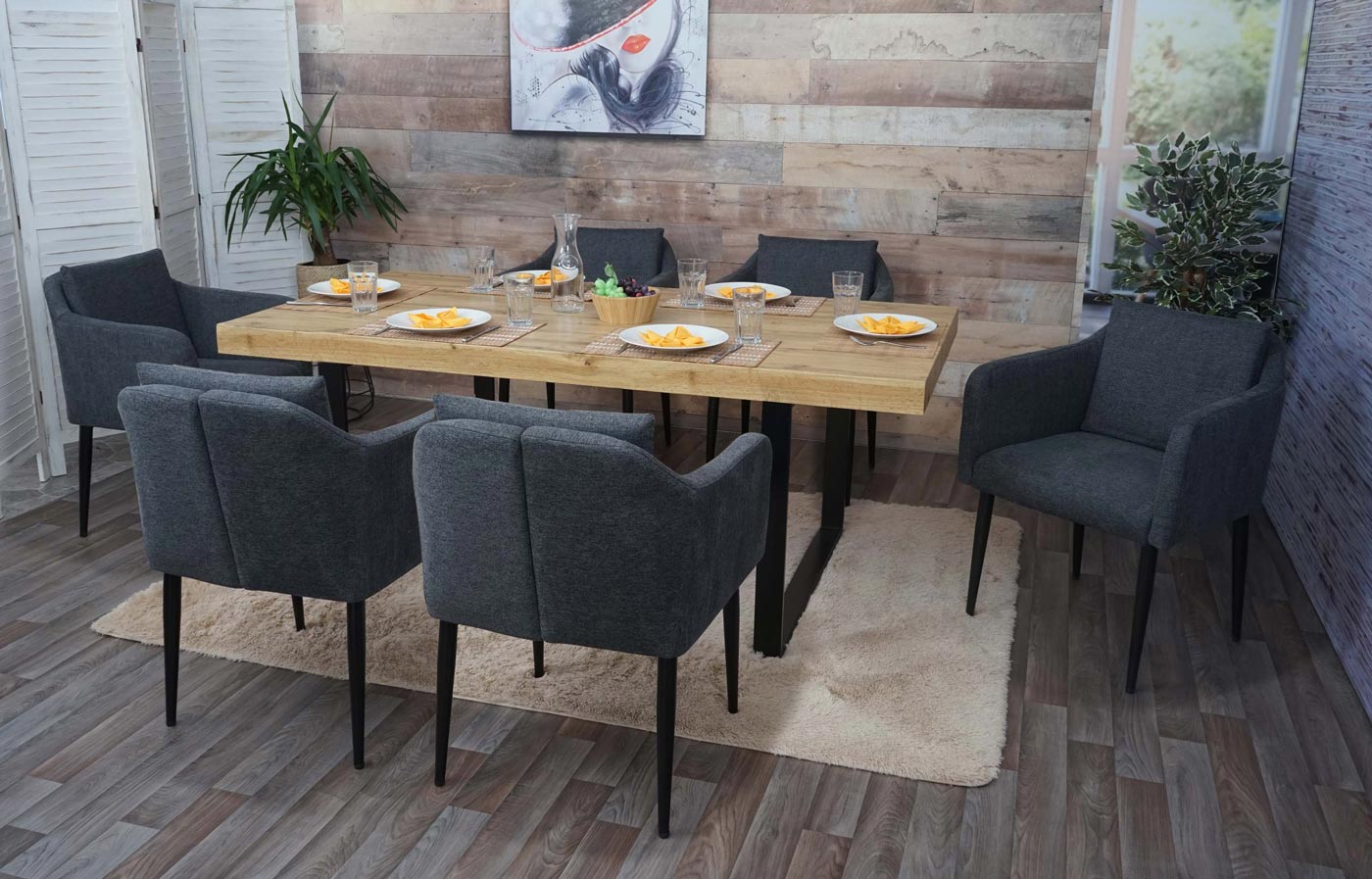 Cosmo Casa - Set van 2 Eetkamerstoelen - Keukenstoel Fauteuil - Stoftextiel - Donkergrijs