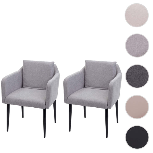 Cosmo Casa - Set van 2 Eetkamerstoelen - Keukenstoel Fauteuil - Stoftextiel - Lichtgrijs