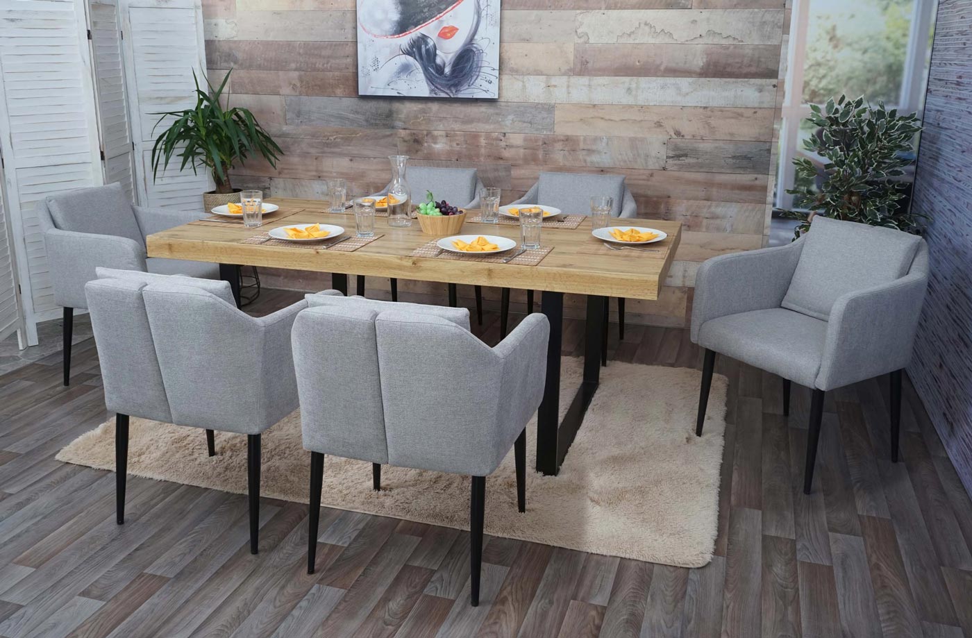 Cosmo Casa - Set van 2 Eetkamerstoelen - Keukenstoel Fauteuil - Stoftextiel - Lichtgrijs