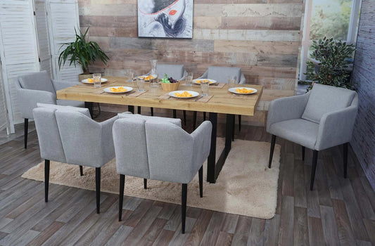 Cosmo Casa - Set van 2 Eetkamerstoelen - Keukenstoel Fauteuil - Stoftextiel - Lichtgrijs