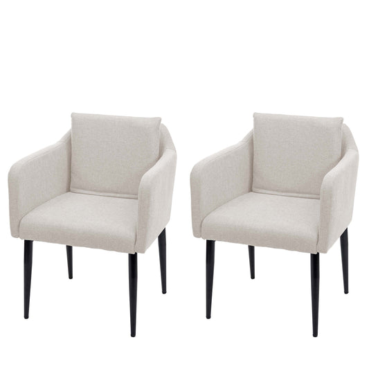 Cosmo Casa - Set van 2 Eetkamerstoelen - Keukenstoel Fauteuil - Stoftextiel - Crèmebeige