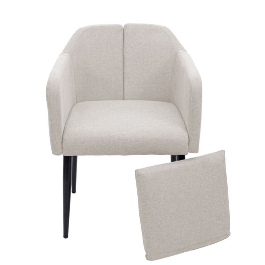 Cosmo Casa - Set van 2 Eetkamerstoelen - Keukenstoel Fauteuil - Stoftextiel - Crèmebeige