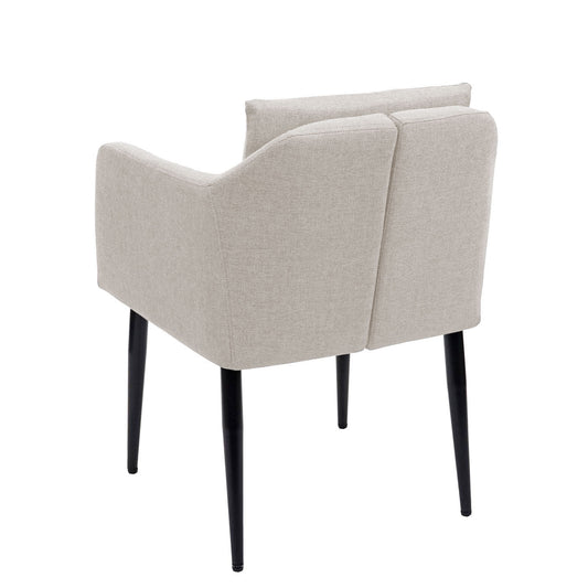 Cosmo Casa - Set van 2 Eetkamerstoelen - Keukenstoel Fauteuil - Stoftextiel - Crèmebeige