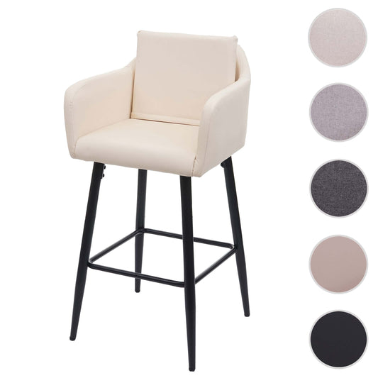 Cosmo Casa - Barkruk - Barstoel met Voetensteun - Imitatieleer - Crèmebeige