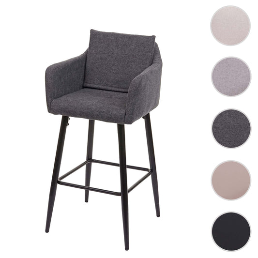 Cosmo Casa - Barkruk - Barstoel met Voetensteun - Textiel - Donkergrijs