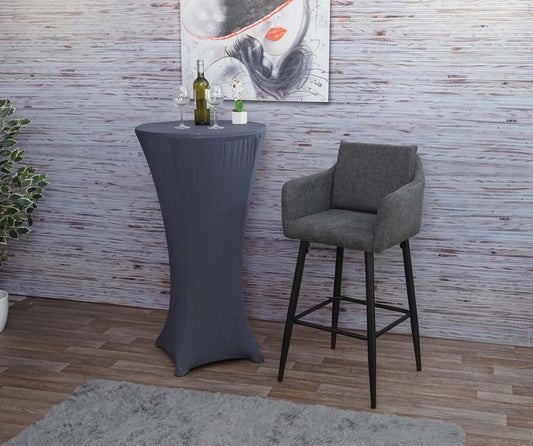 Cosmo Casa - Barkruk - Barstoel met Voetensteun - Textiel - Donkergrijs