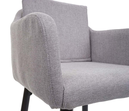 Cosmo Casa - Barkruk - Barstoel met Voetensteun - Textiel - Lichtgrijs