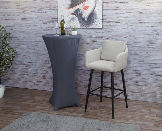 Cosmo Casa - Barkruk - Barstoel met Voetensteun - Textiel - Lichtgrijs