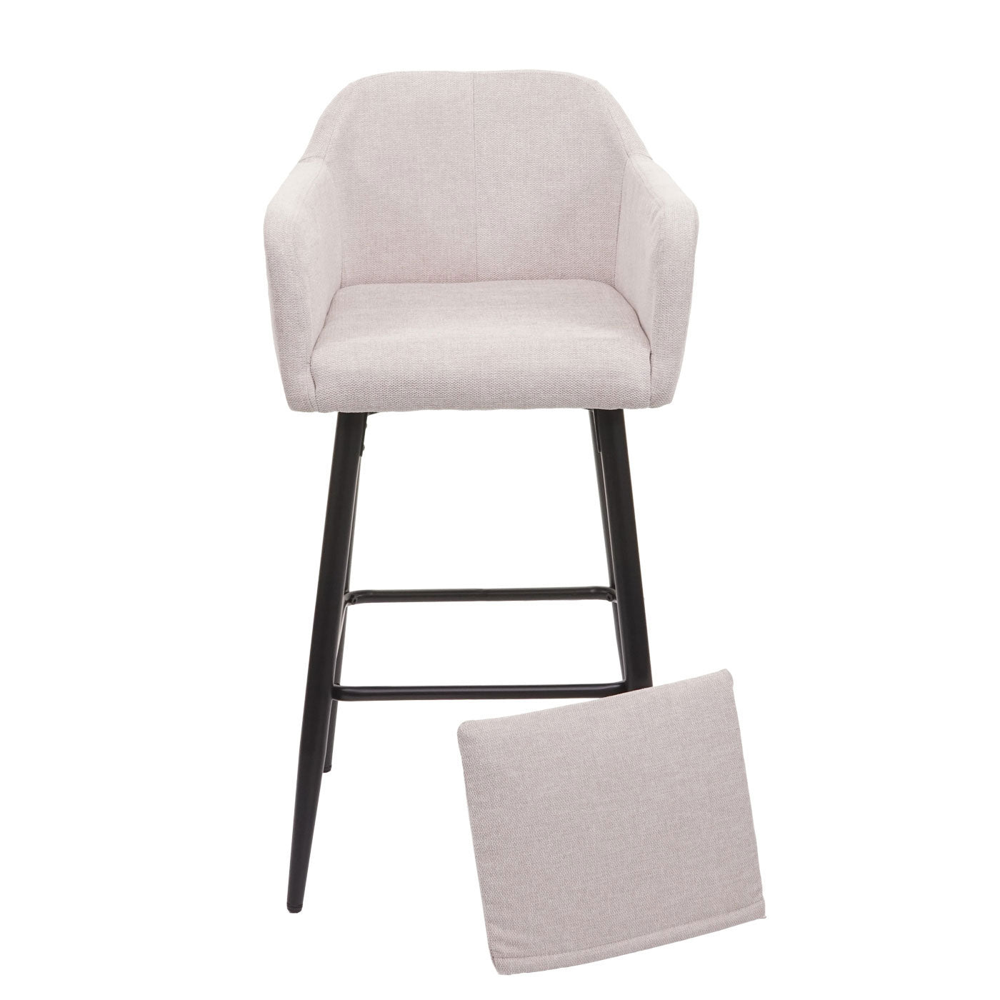 Cosmo Casa - Barkruk - Barstoel met Voetensteun - Textiel - Crèmebeige