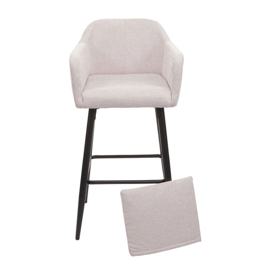 Cosmo Casa - Barkruk - Barstoel met Voetensteun - Textiel - Crèmebeige