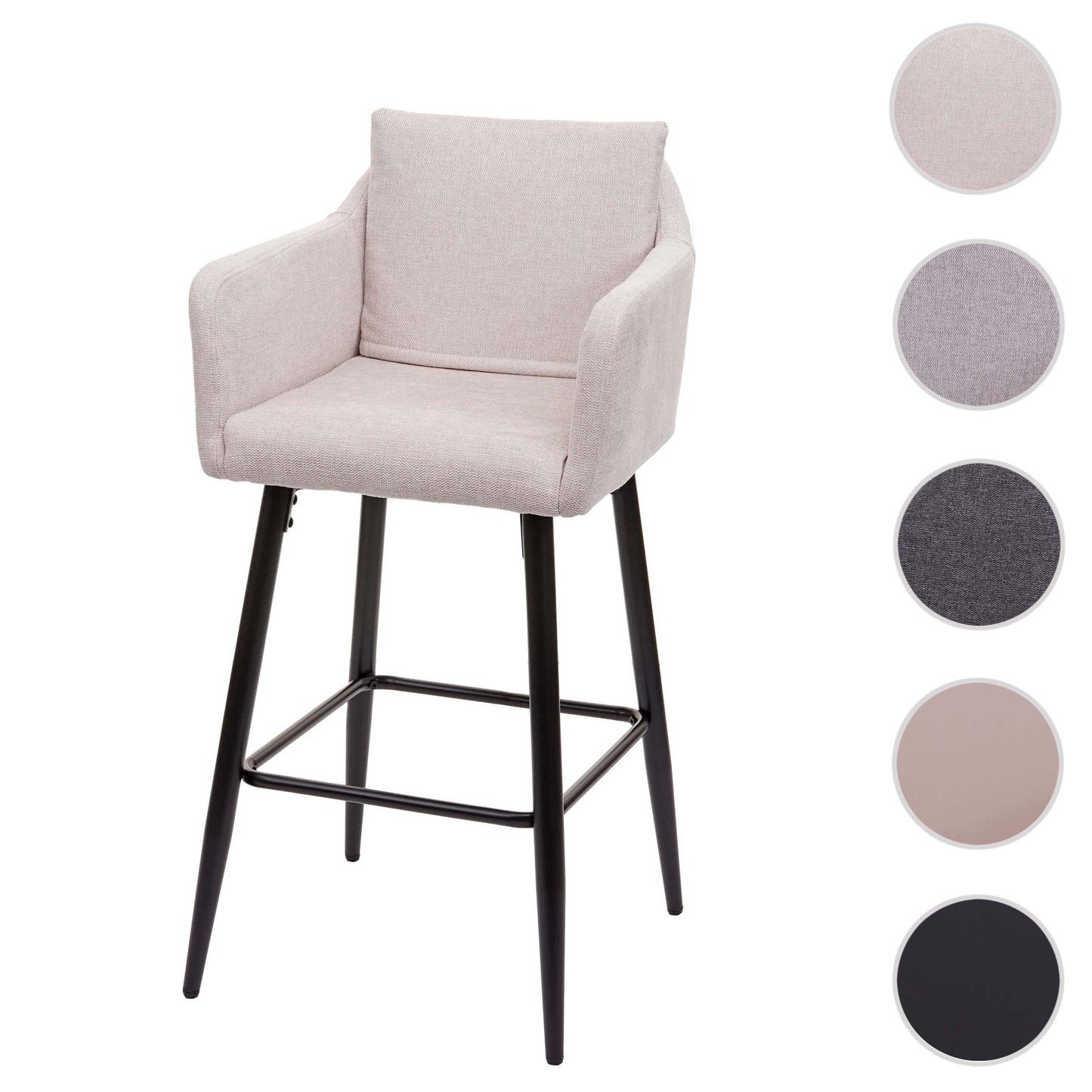 Cosmo Casa - Barkruk - Barstoel met Voetensteun - Textiel - Crèmebeige