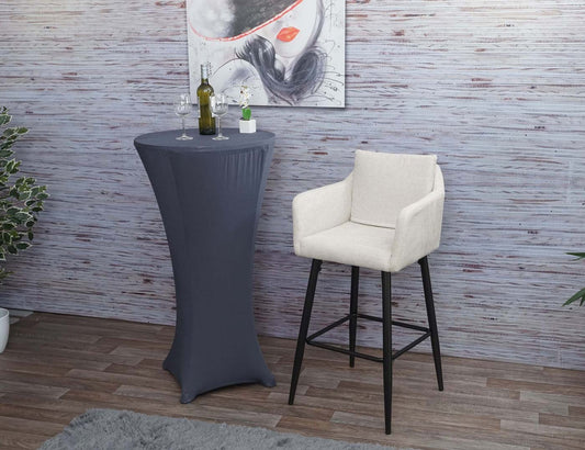 Cosmo Casa - Barkruk - Barstoel met Voetensteun - Textiel - Crèmebeige