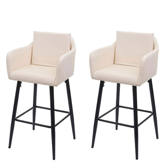 Cosmo Casa - Set van Barkrukken - Barstoelen met Voetensteun - Imitatieleer - Crèmebeige