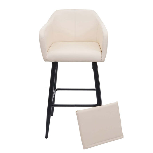 Cosmo Casa - Set van Barkrukken - Barstoelen met Voetensteun - Imitatieleer - Crèmebeige