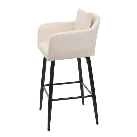 Cosmo Casa - Set van Barkrukken - Barstoelen met Voetensteun - Imitatieleer - Crèmebeige