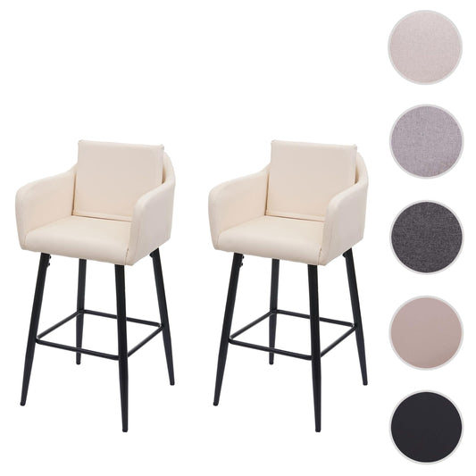 Cosmo Casa - Set van Barkrukken - Barstoelen met Voetensteun - Imitatieleer - Crèmebeige