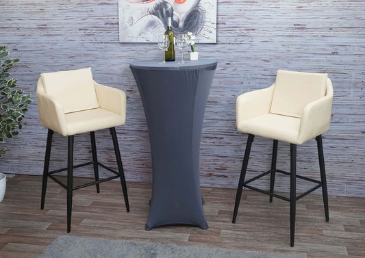 Cosmo Casa - Set van Barkrukken - Barstoelen met Voetensteun - Imitatieleer - Crèmebeige