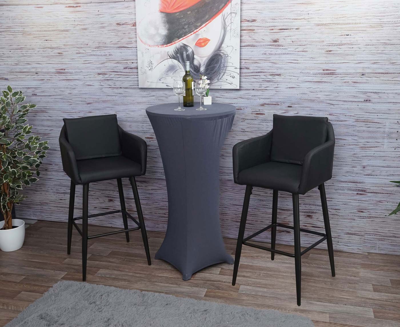 Cosmo Casa - Set van Barkrukken - Barstoelen met Voetensteun - Imitatieleer - Zwart