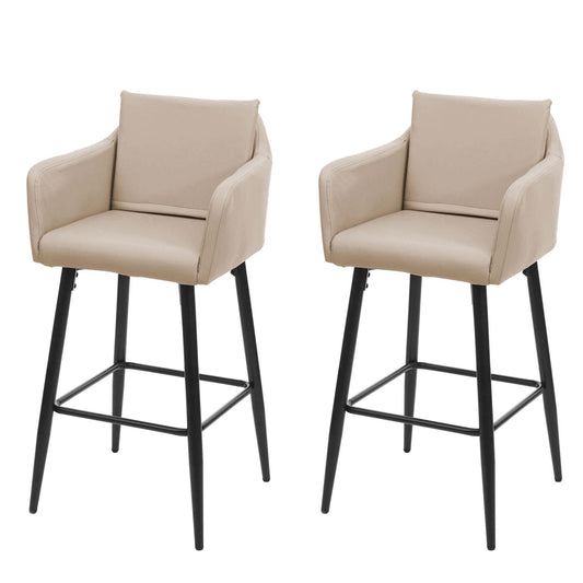 Cosmo Casa - Set van Barkrukken - Barstoelen met Voetensteun - Imitatieleer - Taupebeige