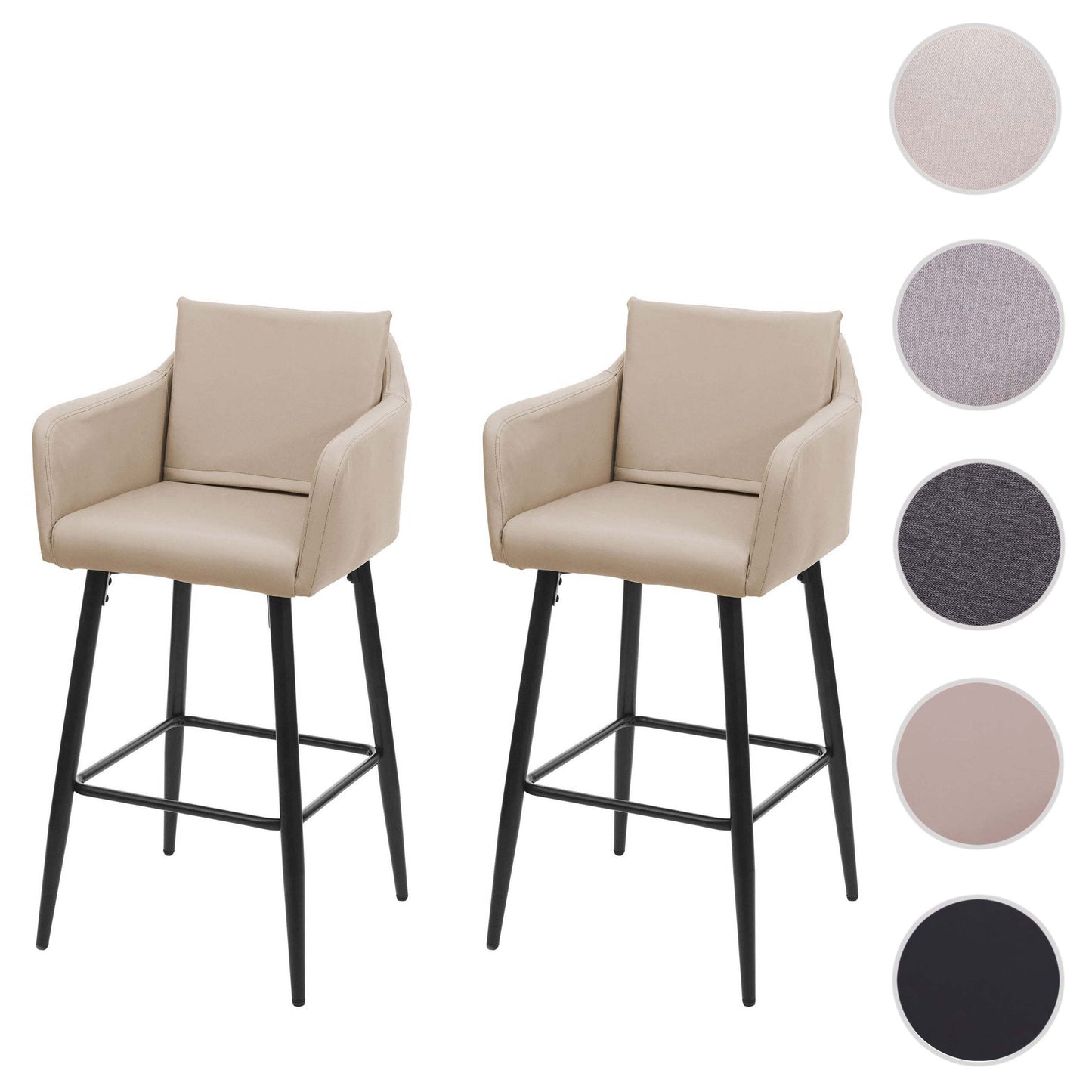 Cosmo Casa - Set van Barkrukken - Barstoelen met Voetensteun - Imitatieleer - Taupebeige