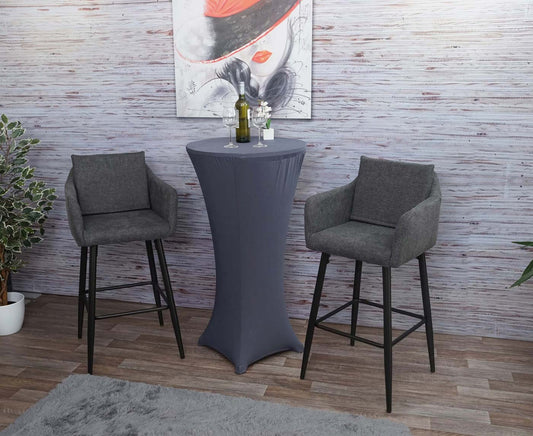 Cosmo Casa - Set van Barkrukken - Barstoelen met Voetensteun - Textiel - Donkergrijs