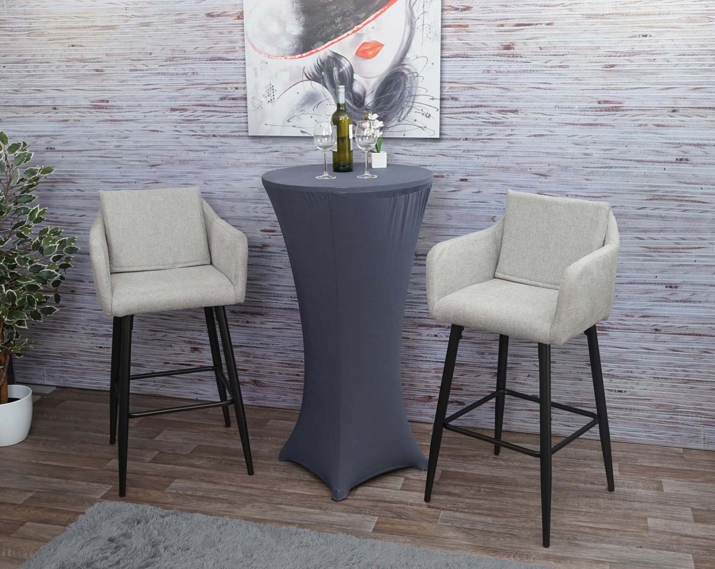 Cosmo Casa - Set van Barkrukken - Barstoelen met Voetensteun - Textiel - Lichtgrijs